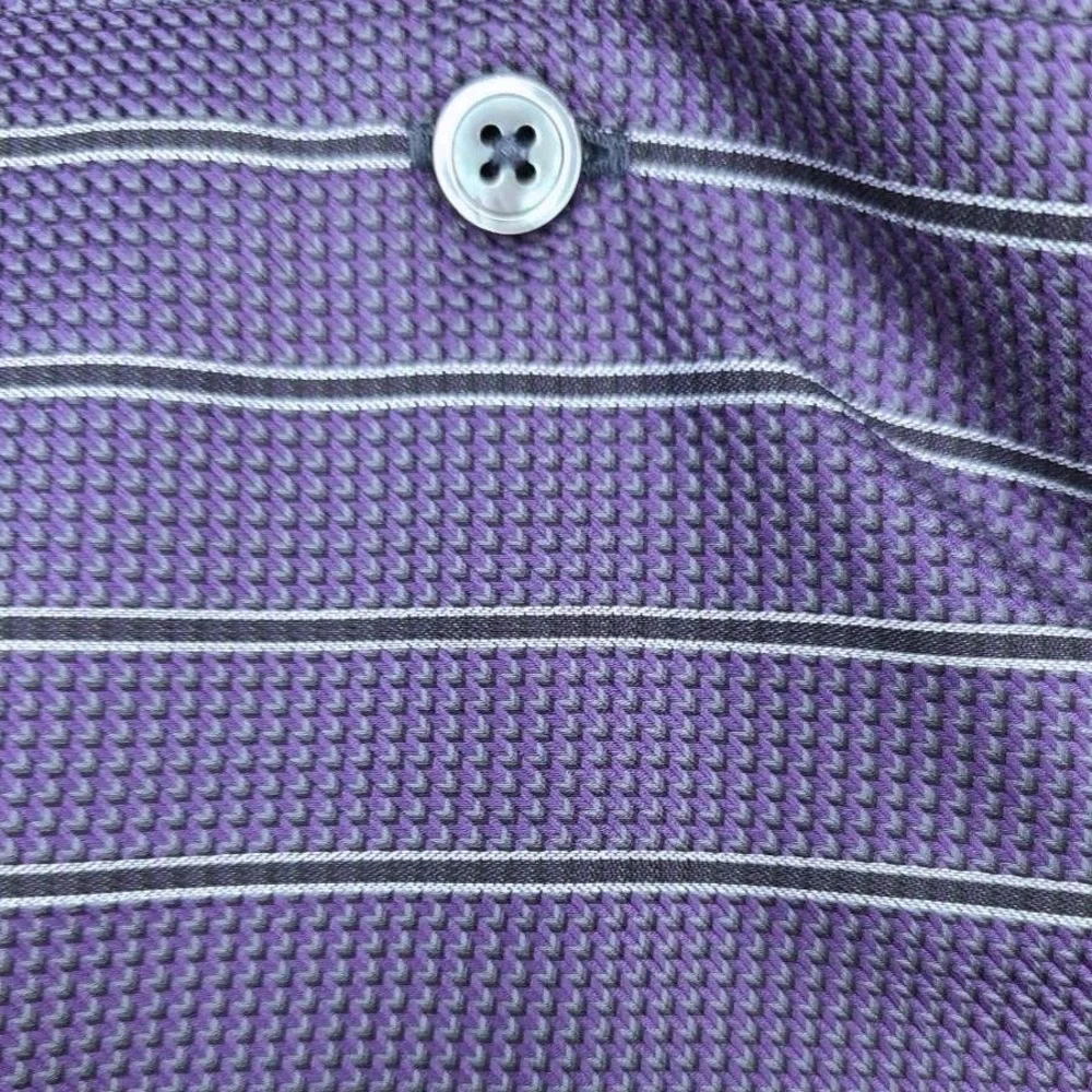 Ermenegildo Zegna Purple Dress Shirt with Black and White Pinstripes 👔 - Picture 6 of 7